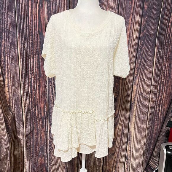 Free People NWT Small Women's White Marni Tiered Tunic Blouse Top - Picture 1 of 11